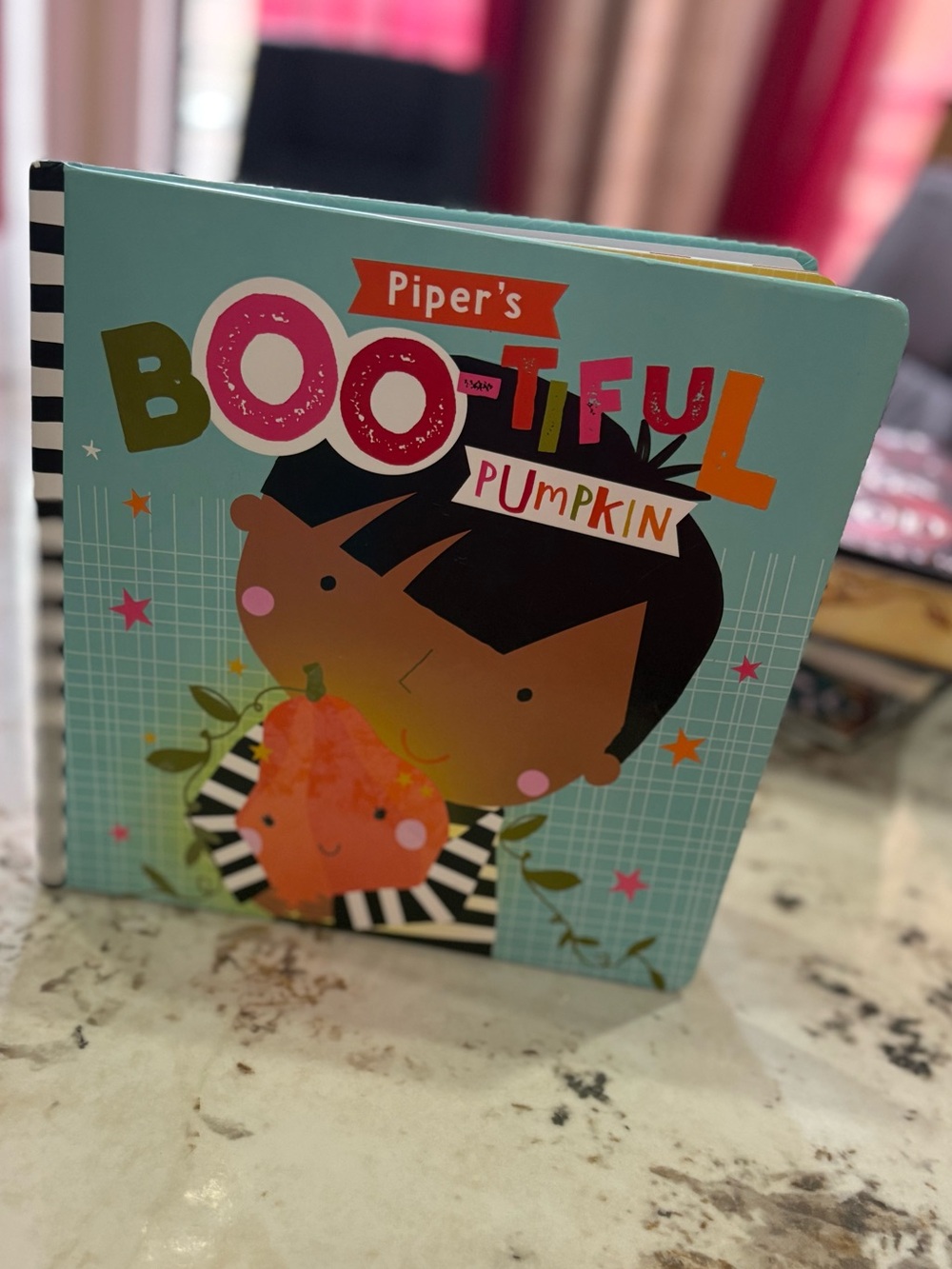Piper's Bootiful Pumpkin Kids Board Book - Aqua, Orange & Pink